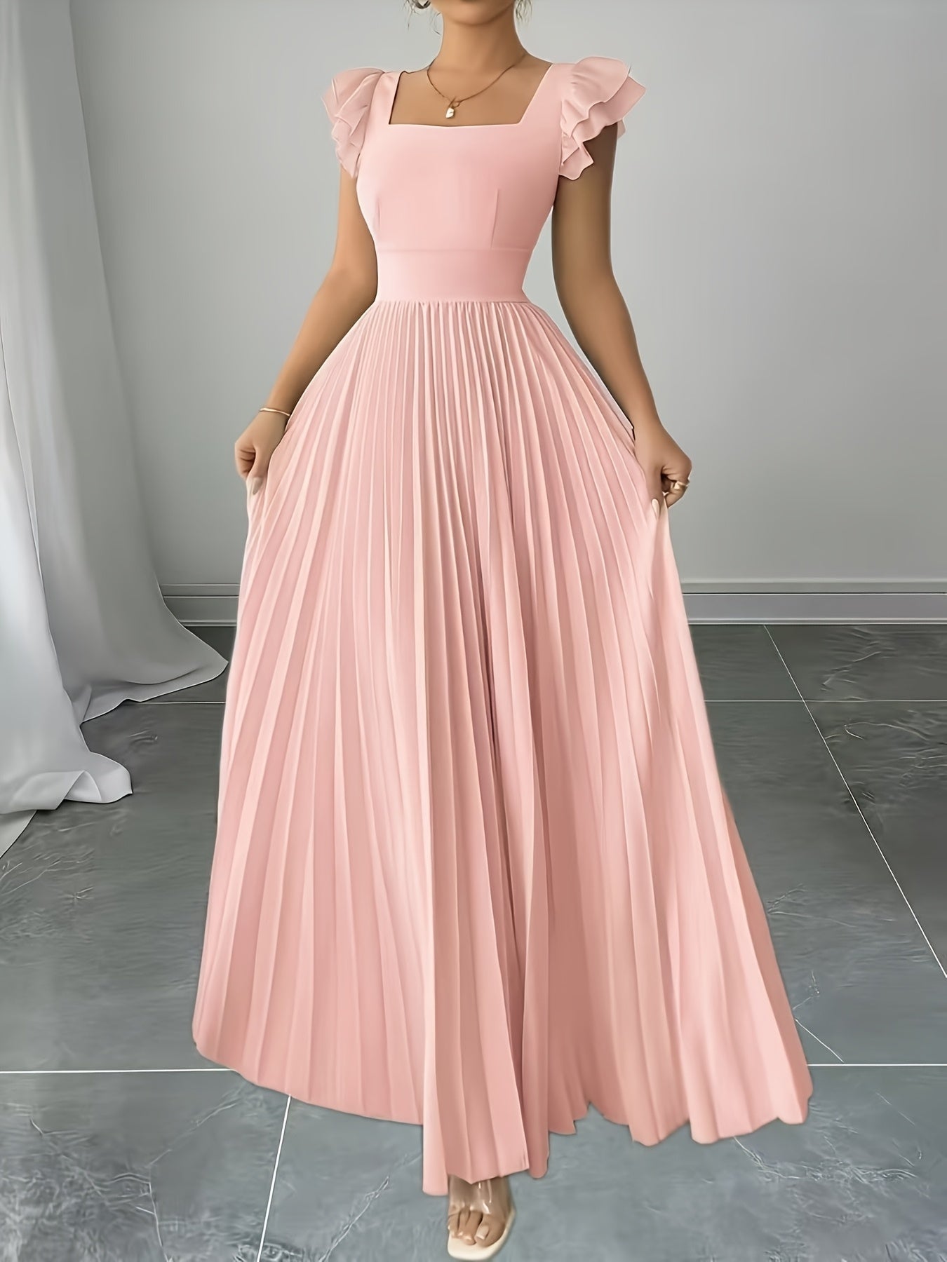 Oxeris | Vestido Largo Floral con Pliegues y Elegancia Atemporal
