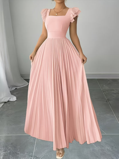Oxeris | Vestido Largo Floral con Pliegues y Elegancia Atemporal