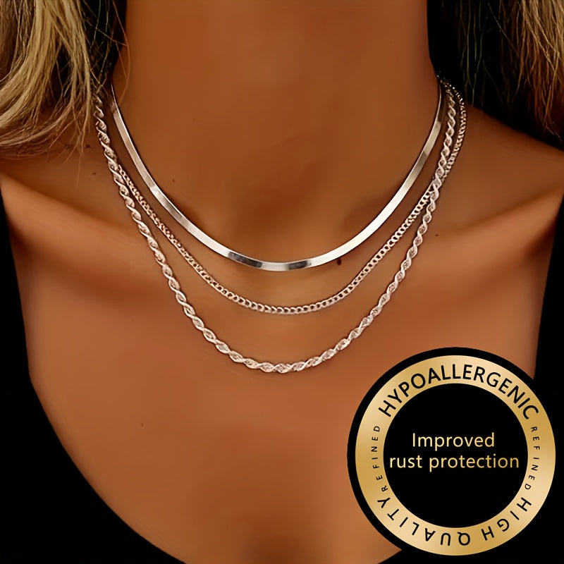 Winsley™ Collar Elegante de Tres Capas con Acabado Dorado