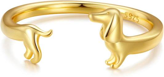 Perrira™ Anillo Minimalista de Perrito Salchicha