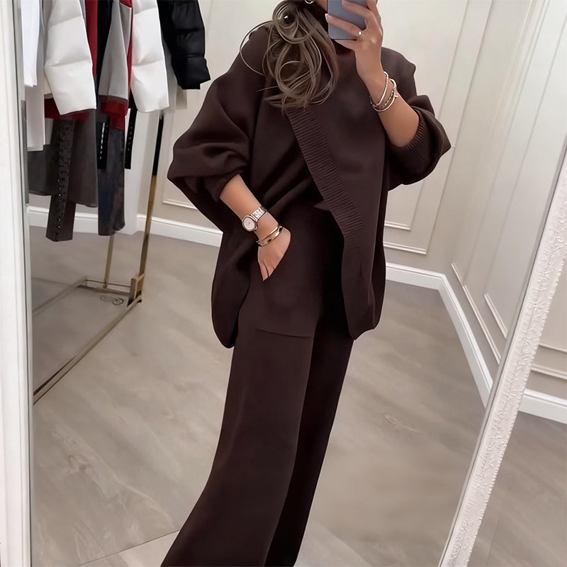 Virelina™ Conjunto oversize de suéter y pantalón cómodo para mujer