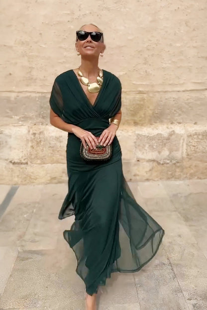 Novarente™ Vestido Maxi Elegante con Escote en V para Ocasiones Especiales