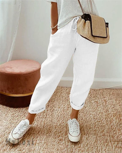 Dorevia™ Pantalones Casuales de Algodón y Lino para Mujer Cómodos y Ligero