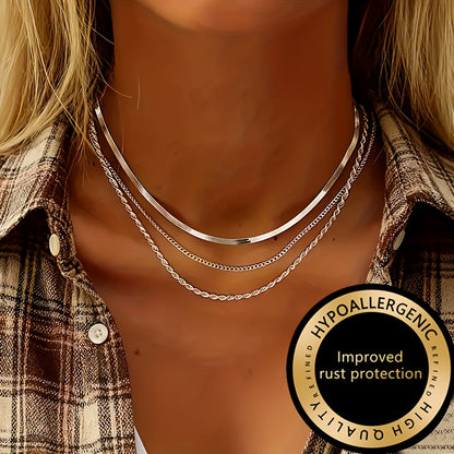 Winsley™ Collar Elegante de Tres Capas con Acabado Dorado