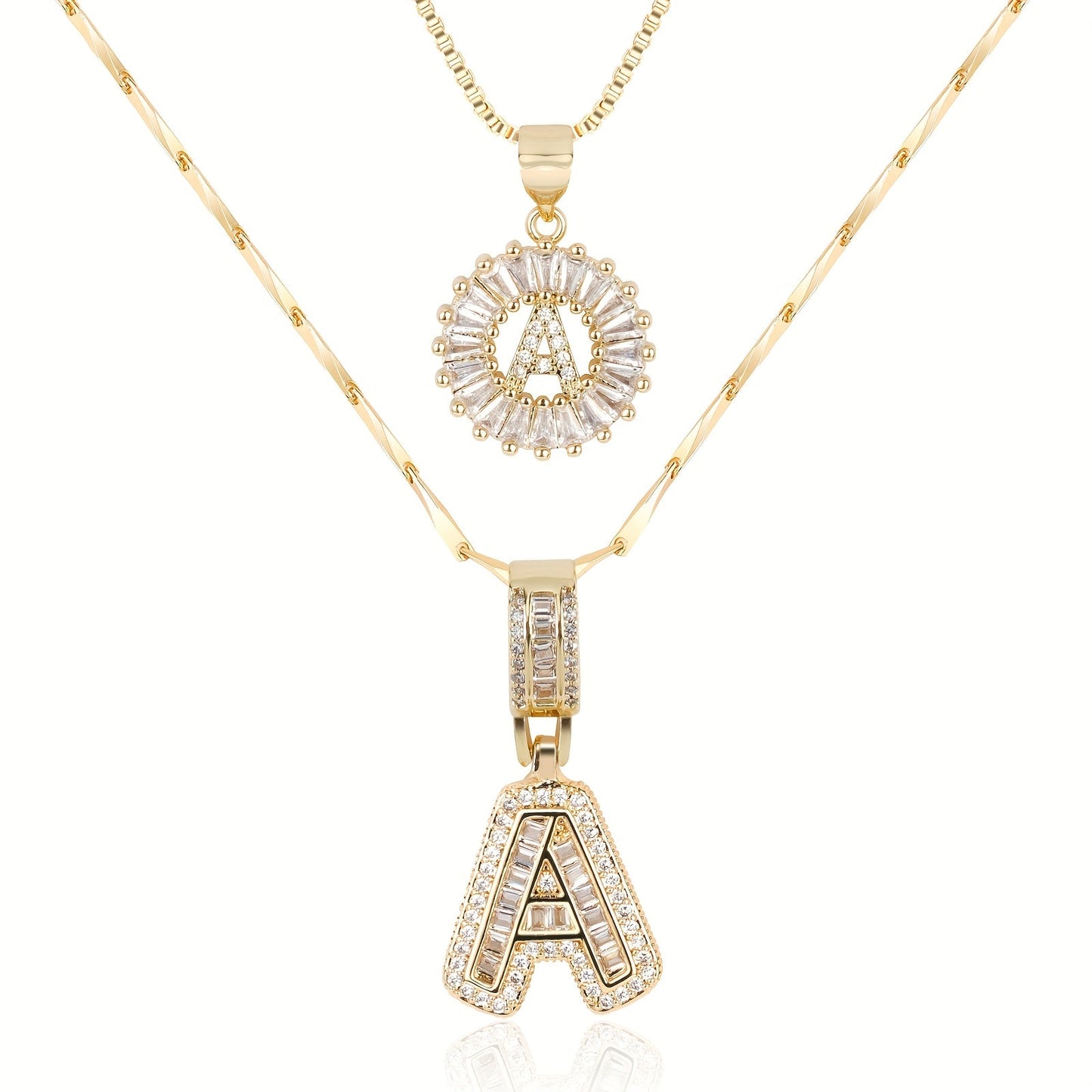 Primrose™ Collares Iniciales de Letra con Diamantes de 14k (2 piezas)