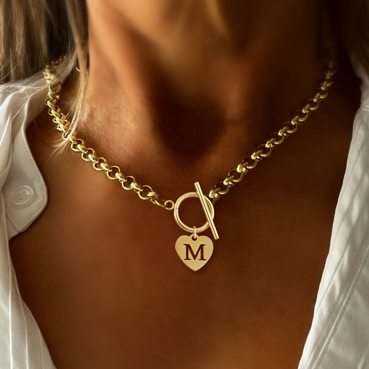 Maribel | Fashion Colorful Heart Hollow Initial Pendant with Chain Clasp