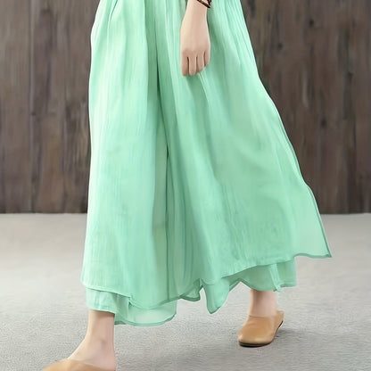 Faith | Falda Pantalón de Chifón con Pliegues de Dos Capas