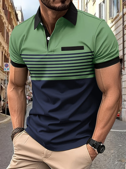 Korvexi™ Playera Casual para Hombre con Rayas Finas y Manga Corta