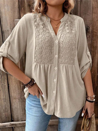 Vireya™ Blusa Elegante con Escote en V y Botones