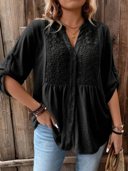 Vireya™ Blusa Elegante con Escote en V y Botones