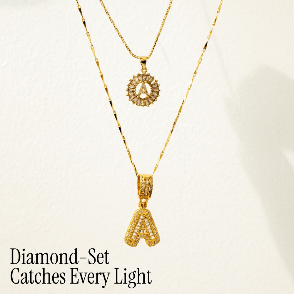 Primrose™ Collares Iniciales de Letra con Diamantes de 14k (2 piezas)