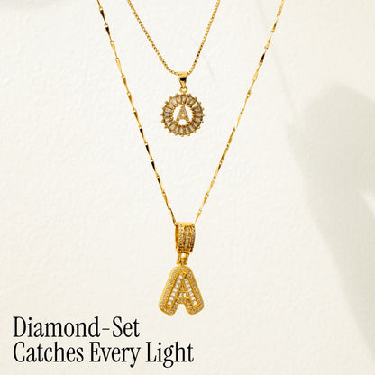 Primrose™ Collares Iniciales de Letra con Diamantes de 14k (2 piezas)