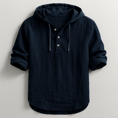 Delvaro™ Camisa masculina de lino con capucha y estilo relajado