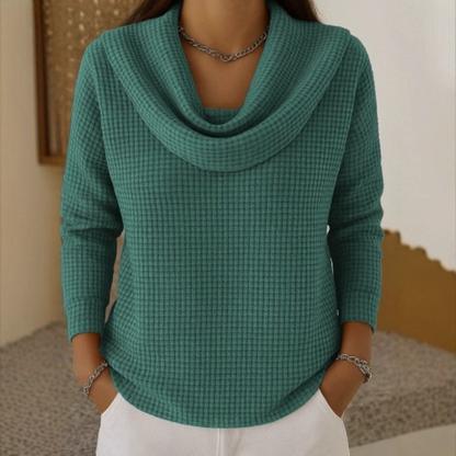 Zuri™ Suéter waffle suave con cuello elegante