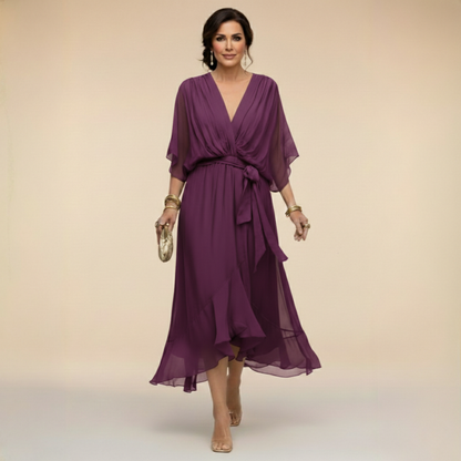 Celanovia™ Vestido elegante de chiffon con escote en V