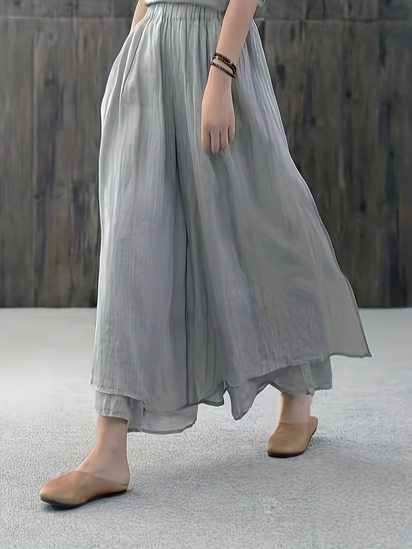 Faith | Falda Pantalón de Chifón con Pliegues de Dos Capas
