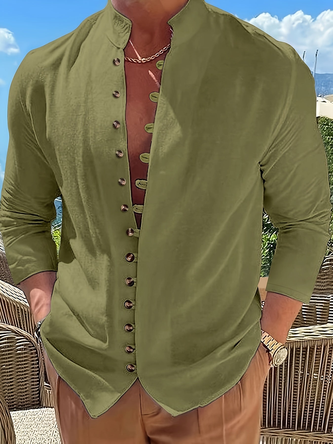 Haviron™ Camisa Retro para Hombre de Manga Larga y Corte Suelto