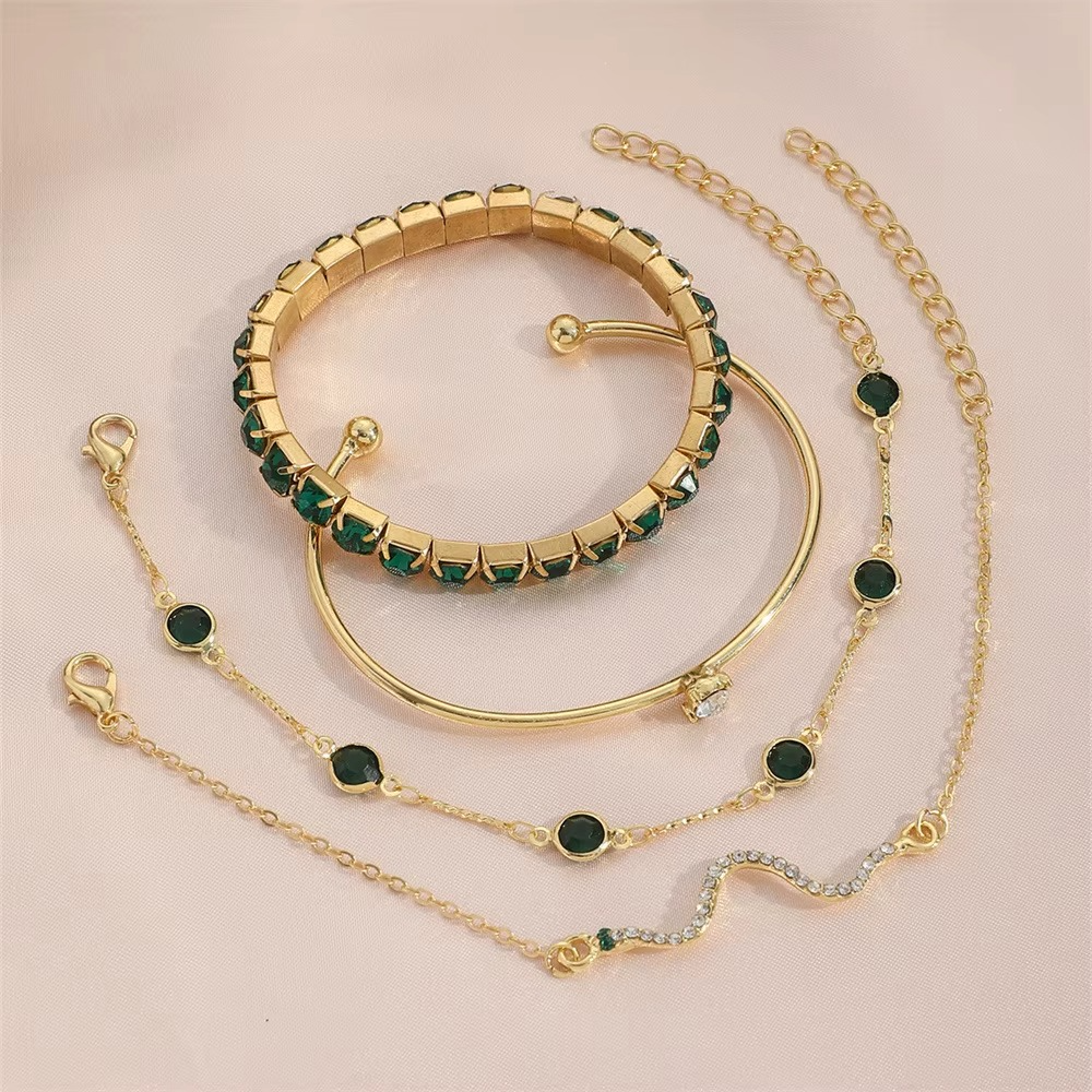 Orelissea™ Juego Pulseras Cristal Esmeralda Clásico