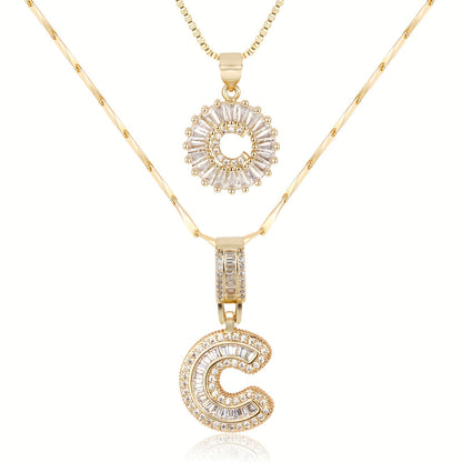 Primrose™ Collares Iniciales de Letra con Diamantes de 14k (2 piezas)