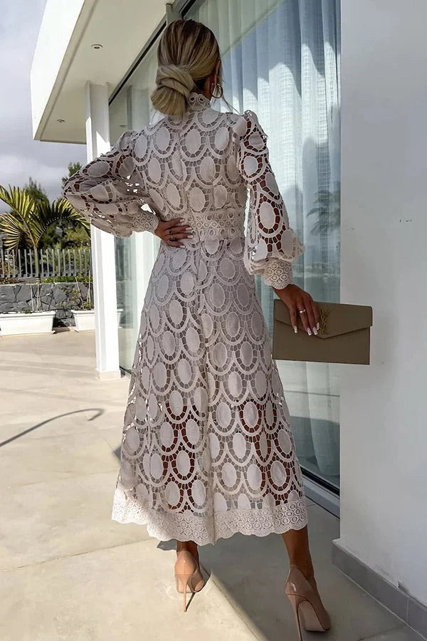 Bloom™ Vestido Midi de Fiesta con Mangas de Encaje