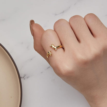 Perrira™ Anillo Minimalista de Perrito Salchicha