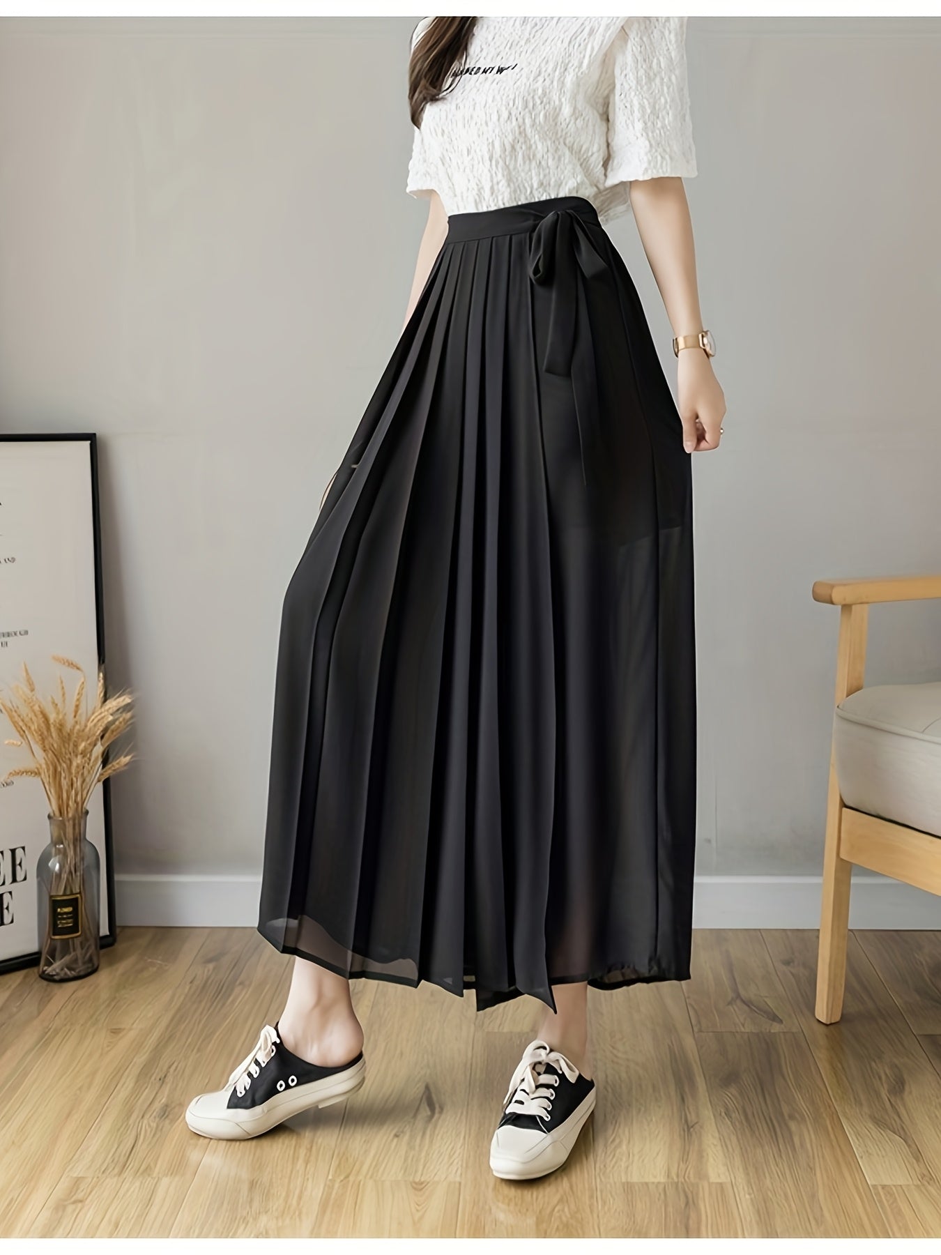 Caexine™ Pantalón de Pierna Ancha con Pliegues y Corte Elegante
