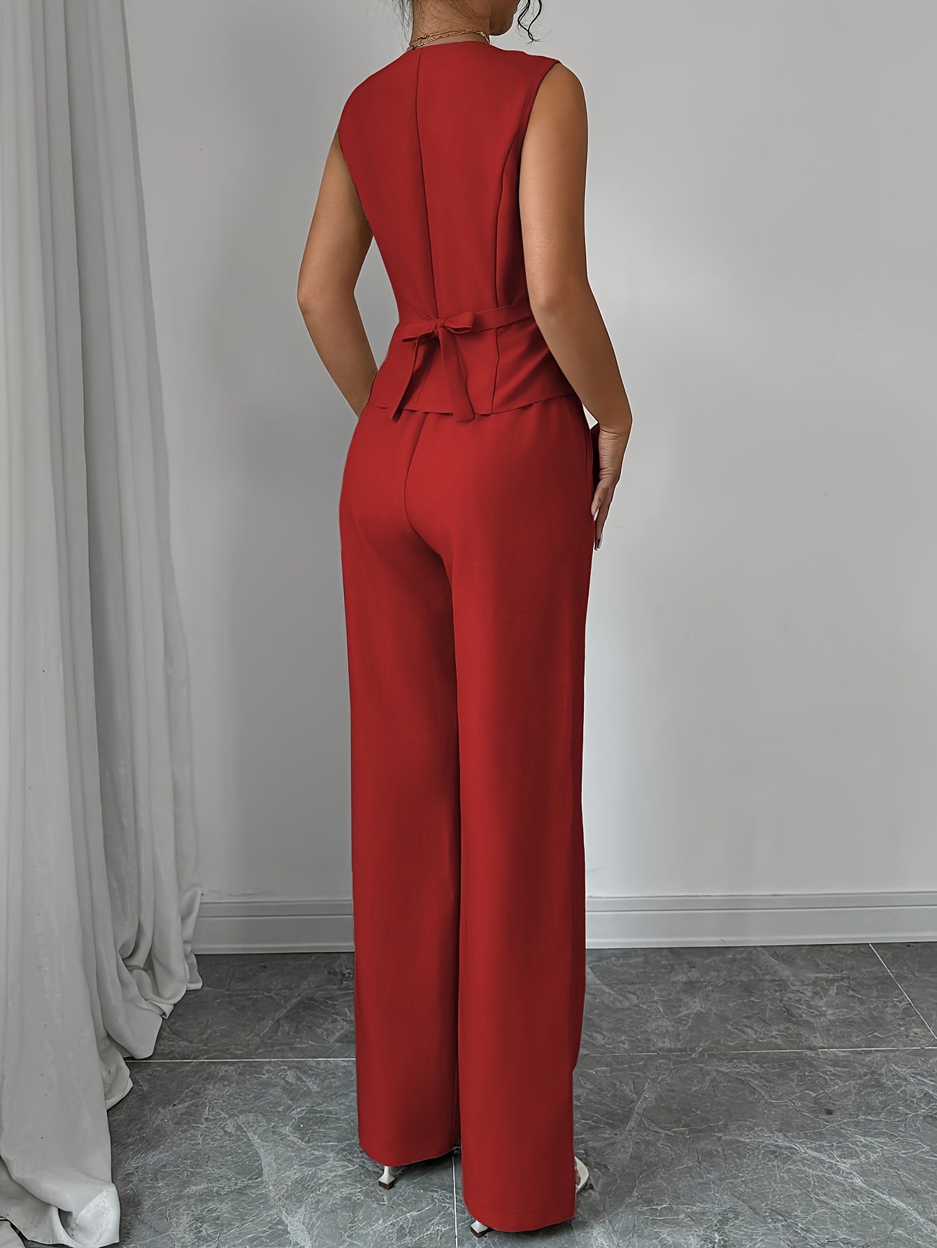Malia™ Conjunto Elegante de Chaleco con Escote en V y Pantalón Recto