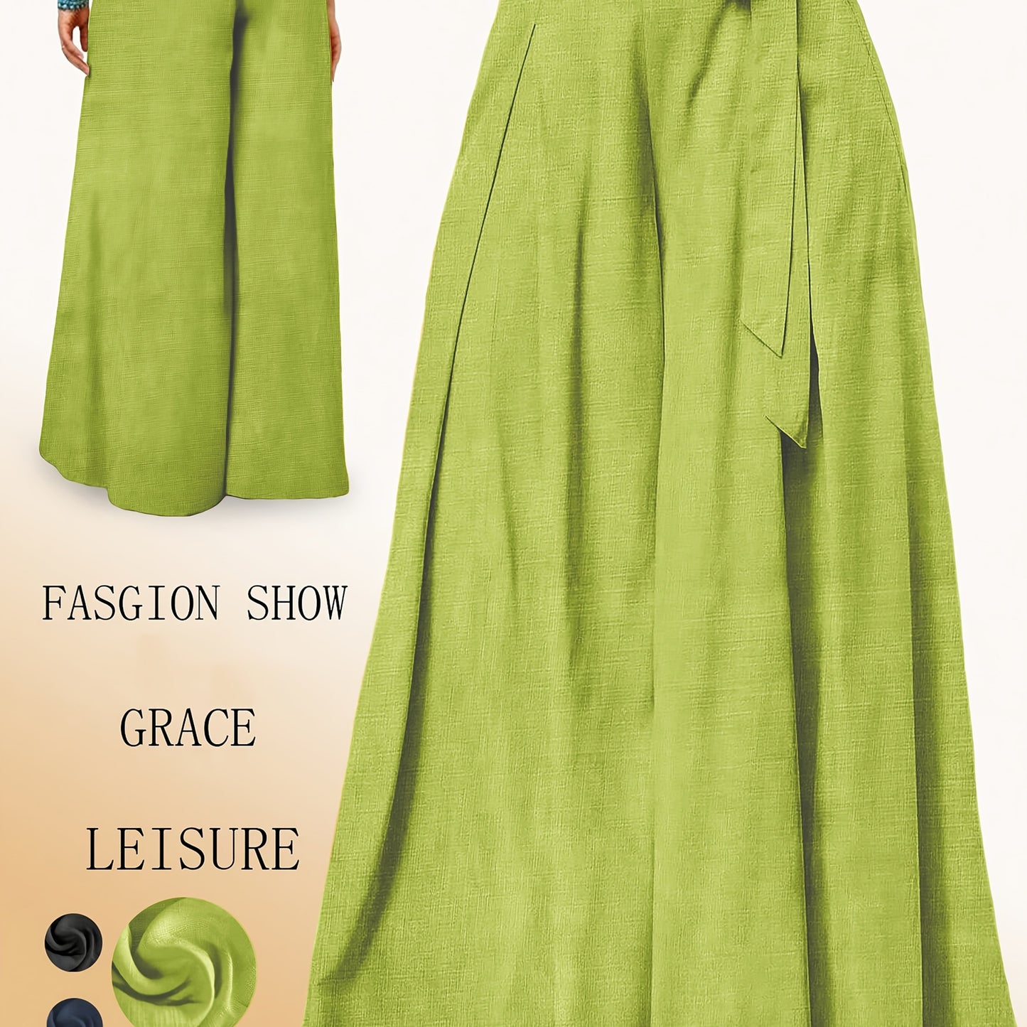 Valerie | Pantalón de Pierna Ancha con Cintura Alta y Lazo Elegante