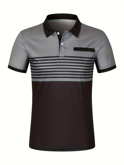 Korvexi™ Playera Casual para Hombre con Rayas Finas y Manga Corta