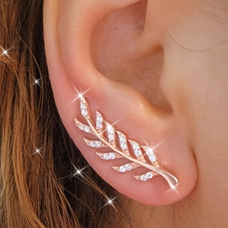 Hensleyra™ Aretes Elegantes de Hoja con Diseño Hueco y Acabado Dorado