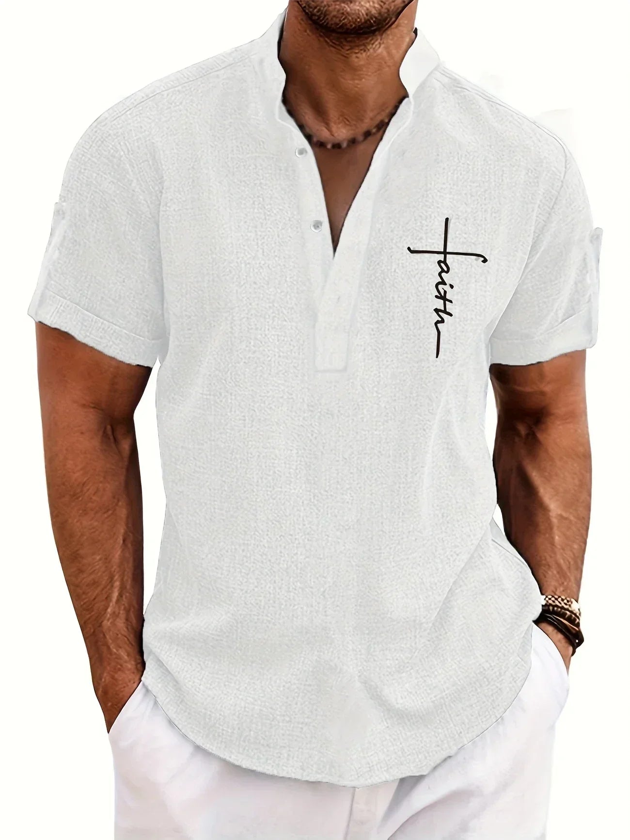 Hayes™ Camisa elegante de manga corta y cuello alto