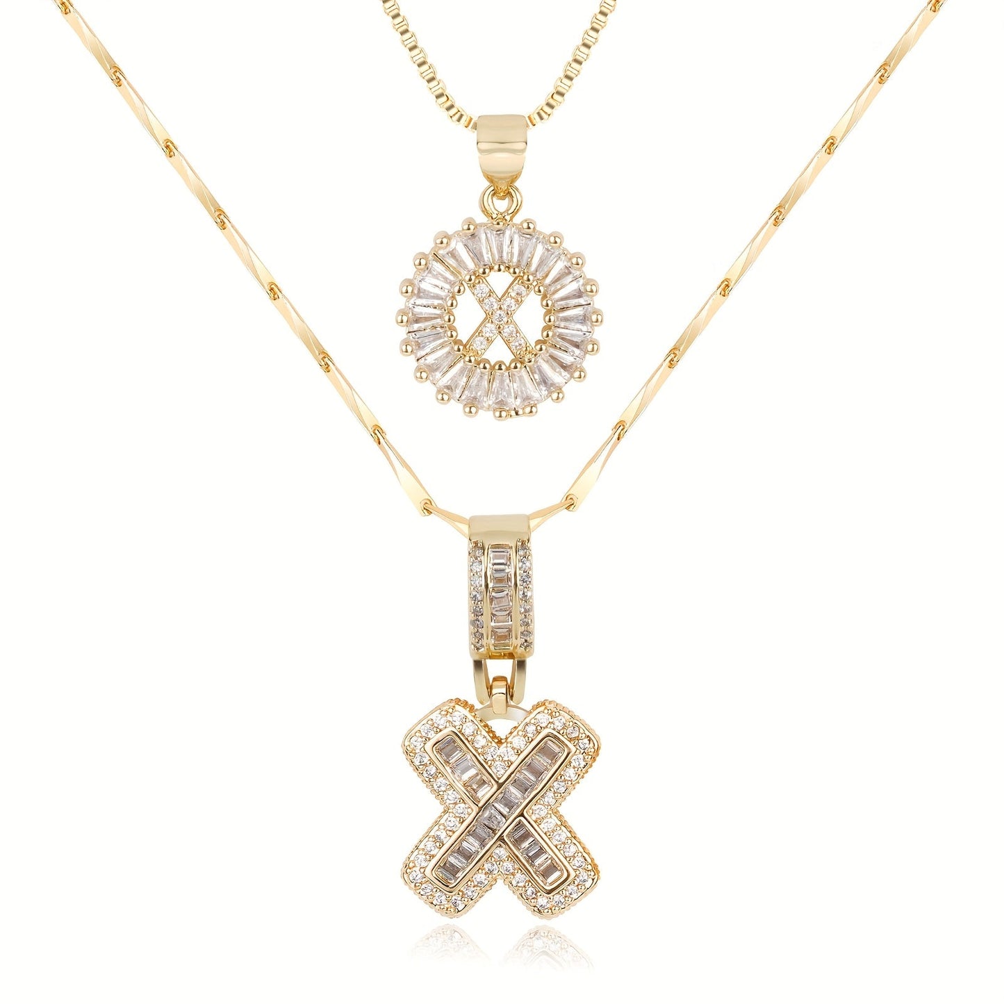 Primrose™ Collares Iniciales de Letra con Diamantes de 14k (2 piezas)