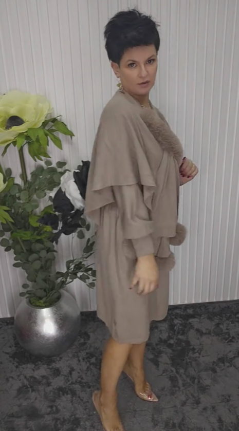 Danira™ Vestido de Manga Larga para Mujer con Bufanda Suave Decorativa
