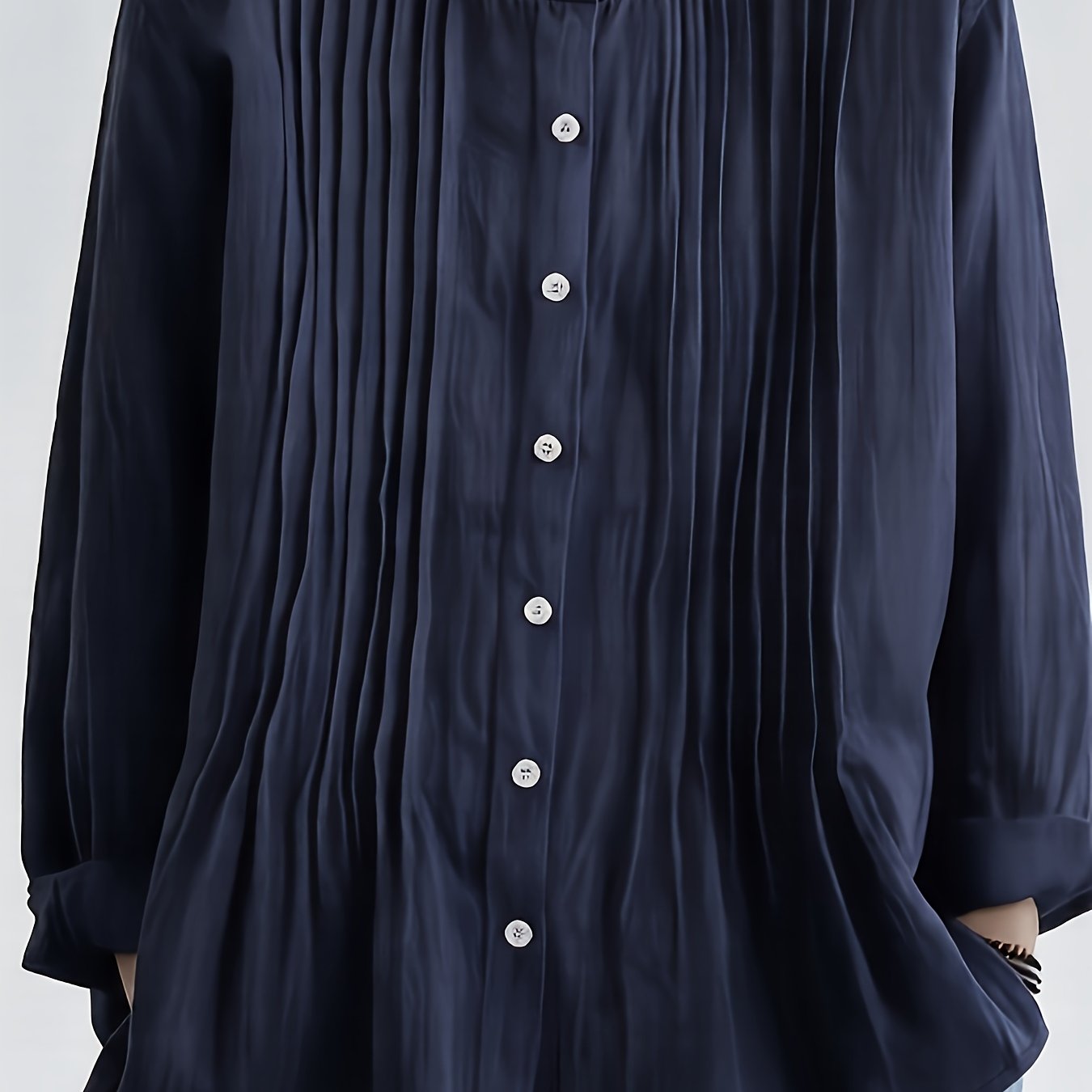 Arlet™ Blusa Vintage de Lino con Cuello Mao y Manga Suelta