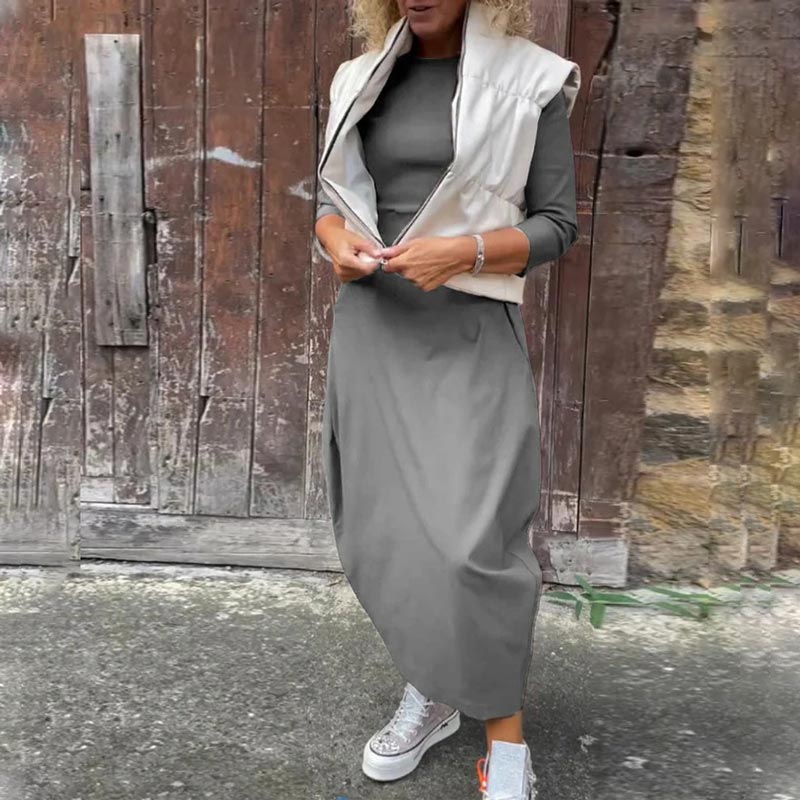 Caelune™ Vestido elegante y sencillo con bolsillos para mujer