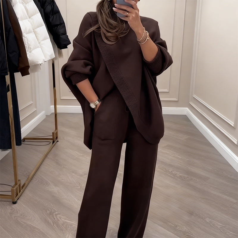 Virelina™ Conjunto oversize de suéter y pantalón cómodo para mujer
