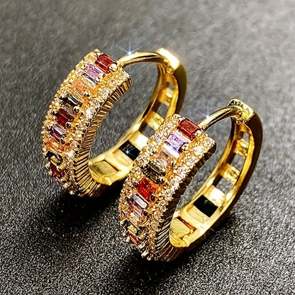 Natalia | 1 Par de Aros de Hombre de Zirconio Sintético Colorido de Moda Avant-Garde Joyería de Lujo para Hombre, Versátil para Uso Diario