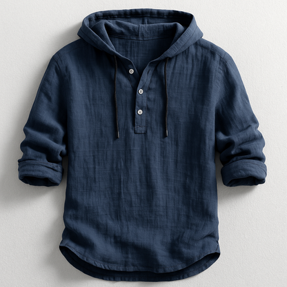 Delvaro™ Camisa masculina de lino con capucha y estilo relajado