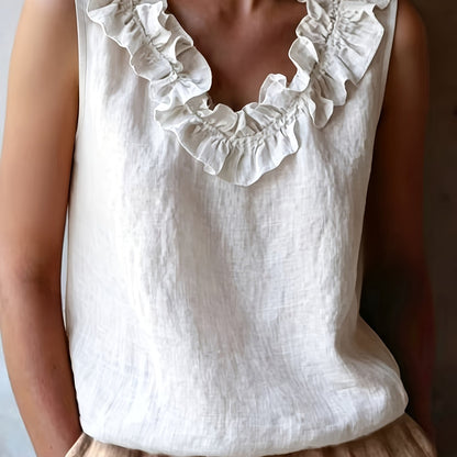 Katherine | Camisa Sin Mangas con Volantes de Corte Suelto para Primavera/Verano