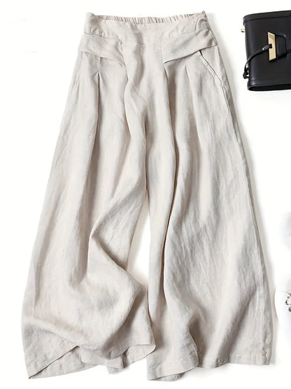 Brisae™ Pantalones de Lino de Pierna Ancha con Estilo Vintage
