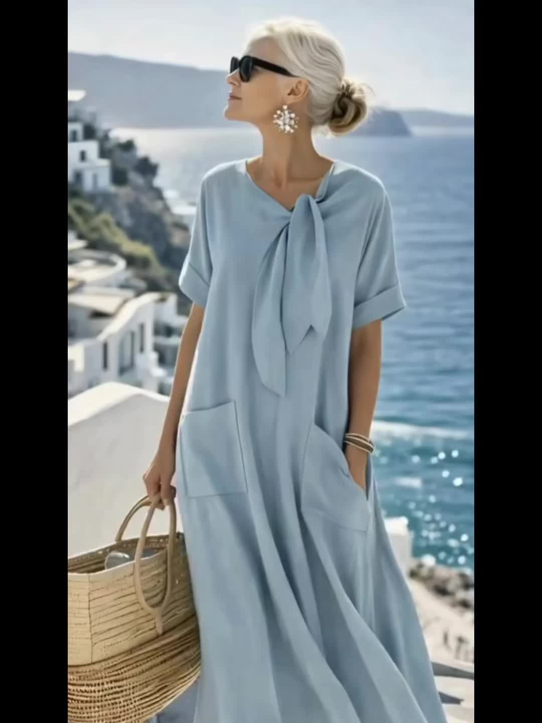 Naya™ Vestido Largo Elegante de Color Sólido con Estilo Fluido