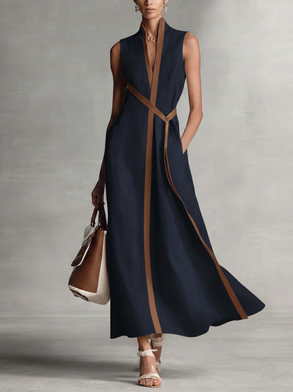 Bexley™ Vestido Maxi Envolvente de Mezcla de Lino Refinado