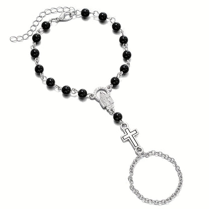 Brenton | Pulsera Rosario con Cruz de Estilo Gótico y Detalles Religiosos