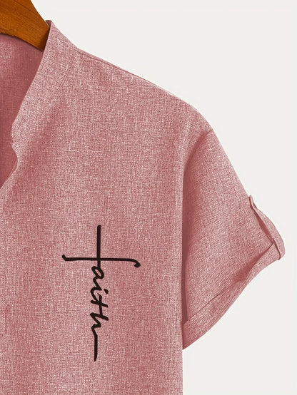 Hayes™ Camisa elegante de manga corta y cuello alto