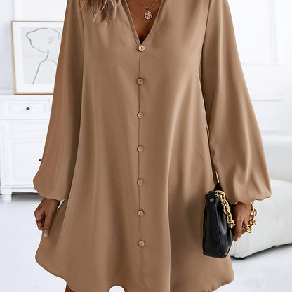 Faria™ Vestido Elegante de Manga Larga con Escote en V