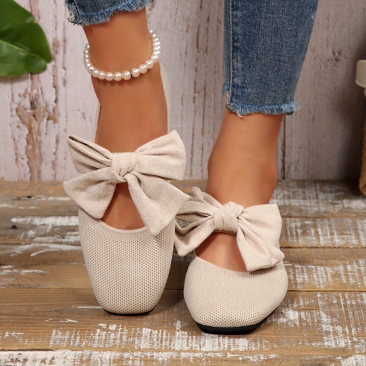 Neria™ Zapatos Planos Transpirables para Mujer con Moño Decorativo