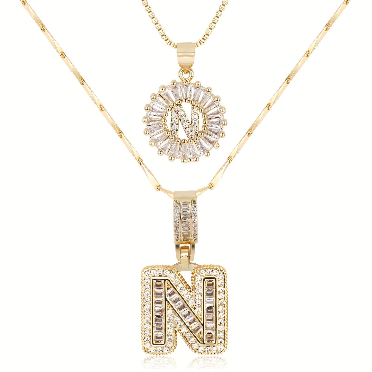 Primrose™ Collares Iniciales de Letra con Diamantes de 14k (2 piezas)