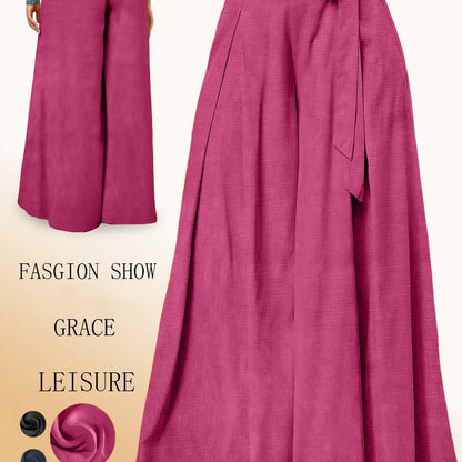 Valerie | Pantalón de Pierna Ancha con Cintura Alta y Lazo Elegante