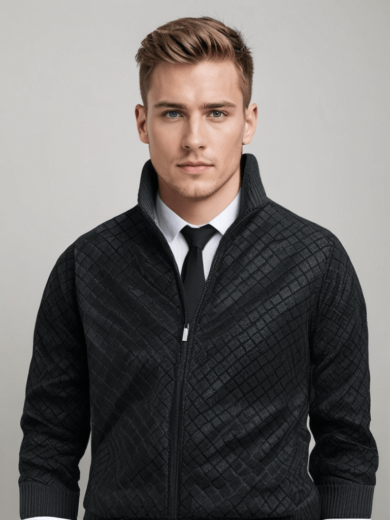 Evarno™ Suéter Masculino con Cierre Completo y Cuello Alto