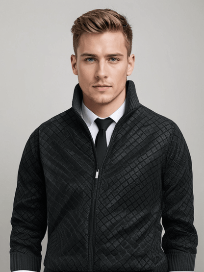 Evarno™ Suéter Masculino con Cierre Completo y Cuello Alto